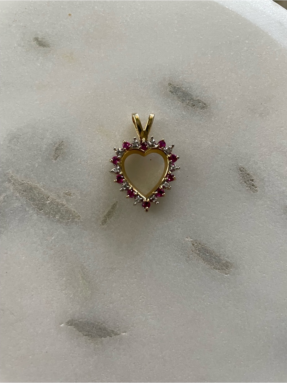 JTV Reversible Heart Pendant - Pink & Blue Sapphire Gold-Tone Halo